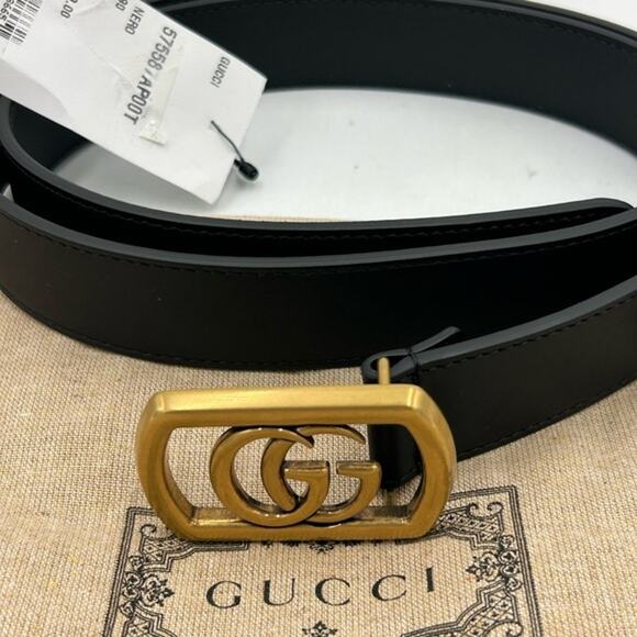 Men's Gucci double G black leather belt size 90 cm/36 inches made in Italy - Picture 5 of 12
